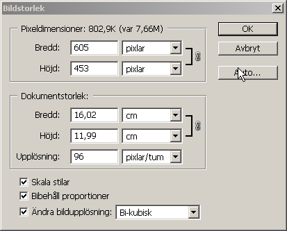 &Auml;ndra bildstorlek f&ouml;r punktbild